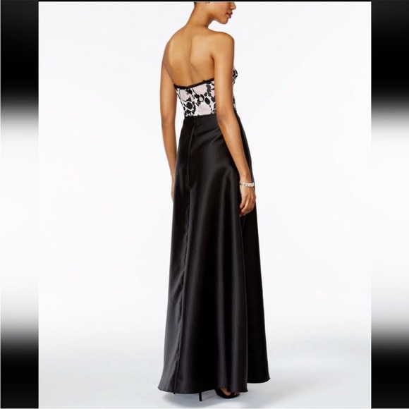 ADRIANNA PAPELL SEMI SWEETHEART ZIPPER BACK EMBELLISHED BODICE JACQUARD SZ 6 - Picture 3 of 12